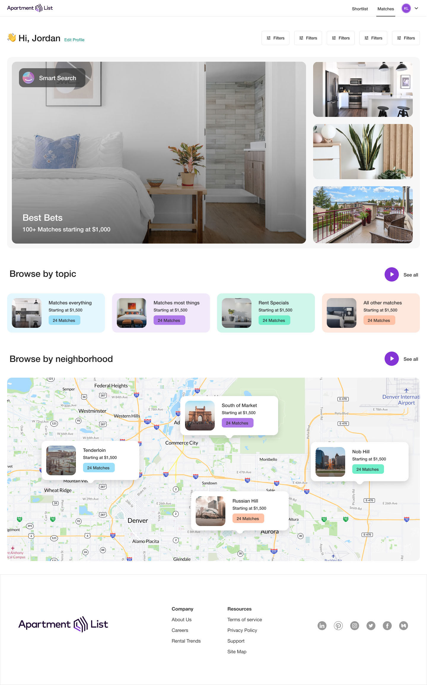 Example screenshot of the Apartment List app