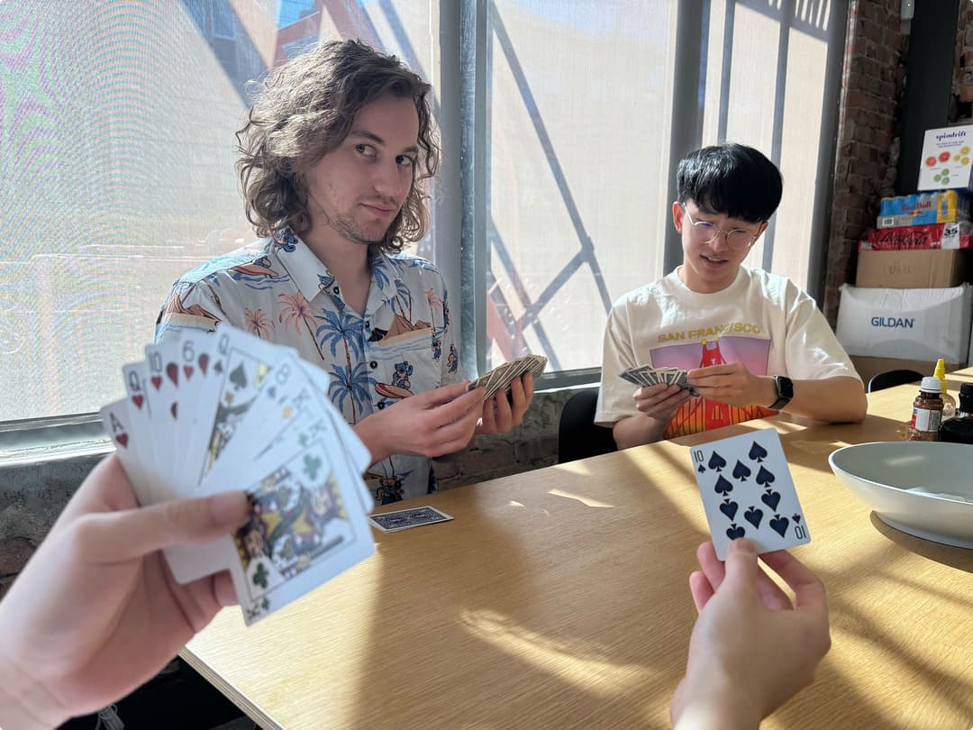 The Chalk team enjoying a round of Hearts at lunch.